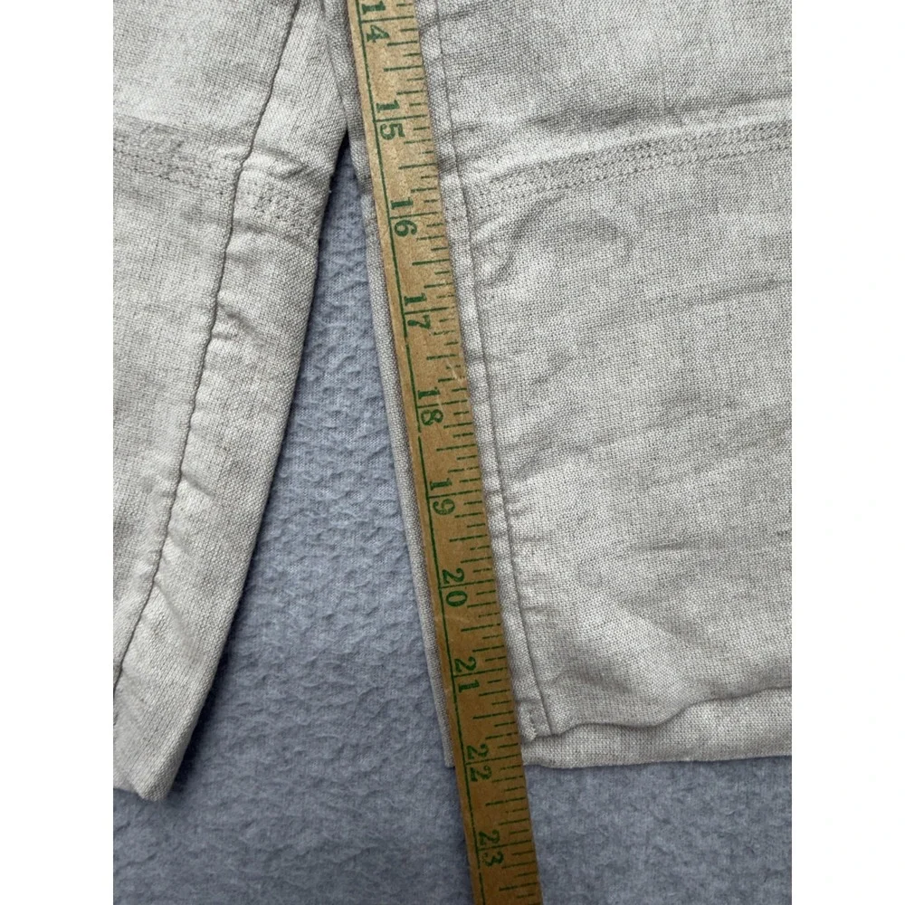 Banana Republic Linen Wide Leg Cropped Pants Womens L Beige Pull On Casual